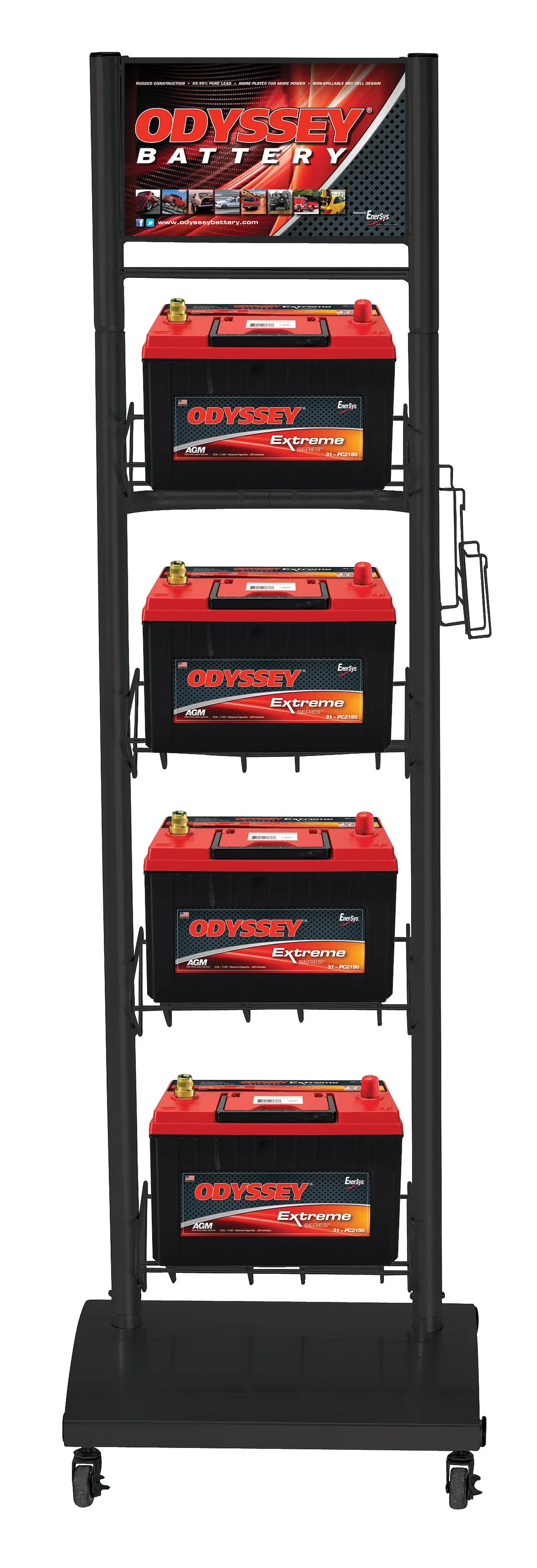 ODY4RETAILER – ODYSSEY Point Of Purchase Display, 4 Tier Battery Rack